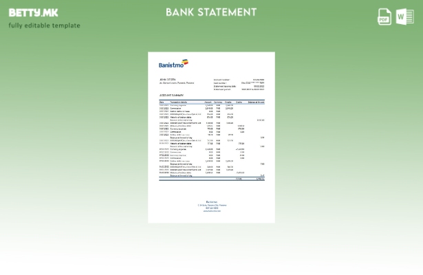 модерен стил Панама Банистмо банкарски шаблон ексел